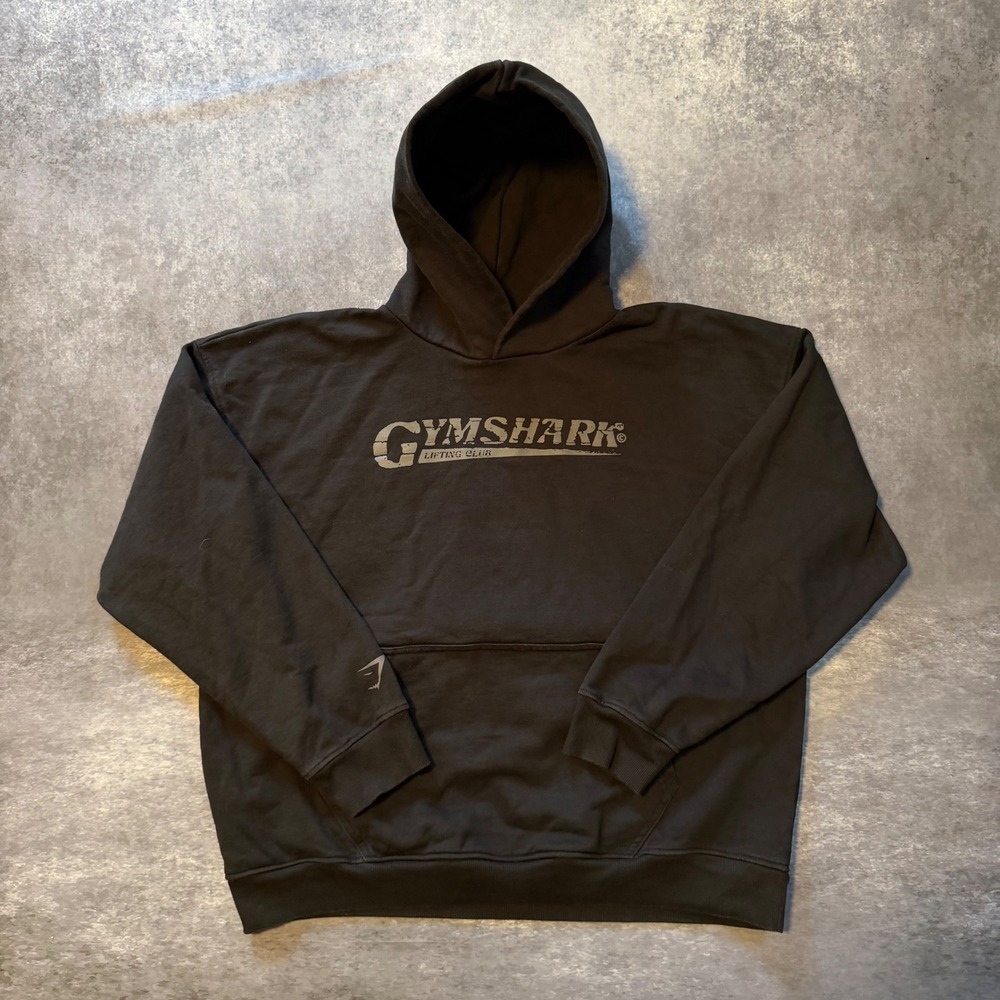 Gymshark Men's Large Heavyweight Pump Cover Lifting Club Hoodie Black Oversized